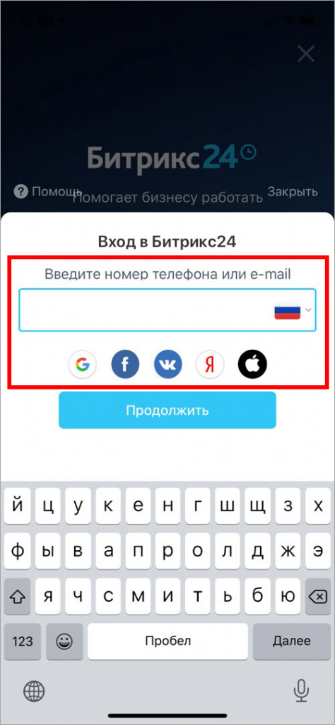 Введите номер или e-mail