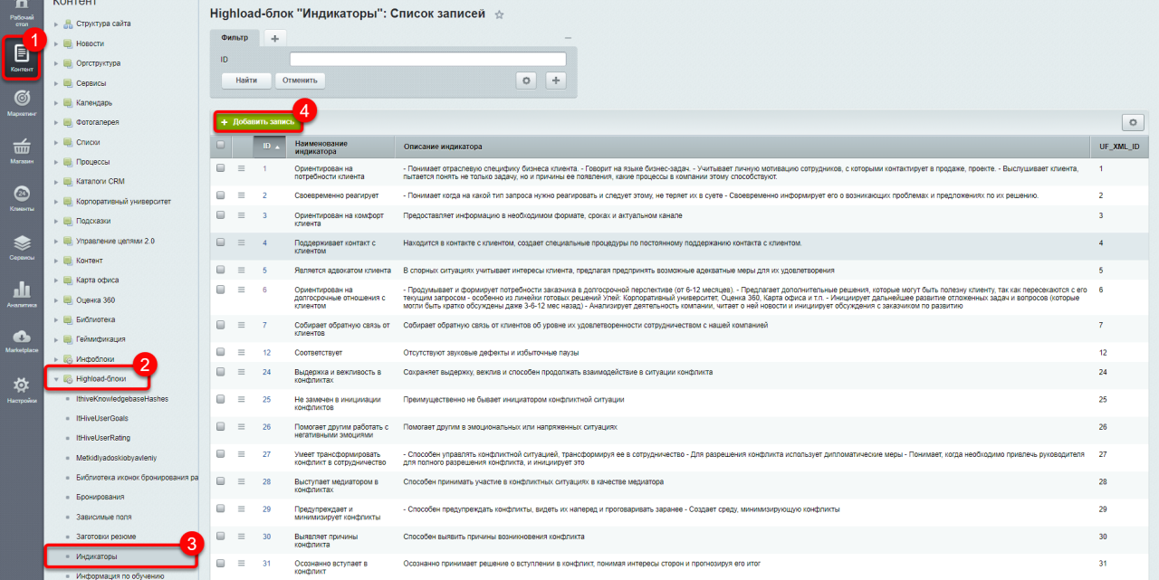 Как создать индикаторы компетенций