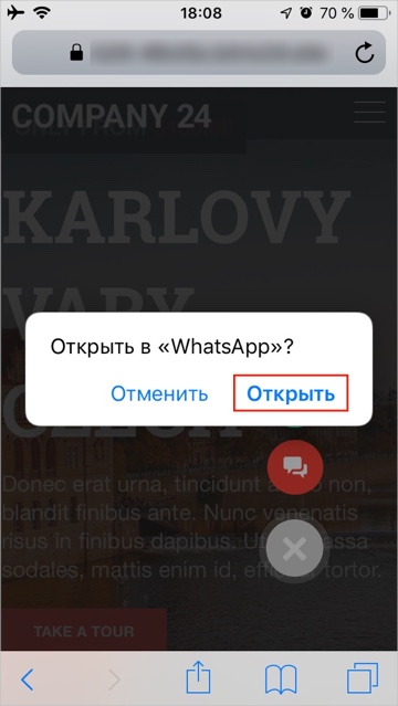 Открываем в мобильном приложении WhatsApp